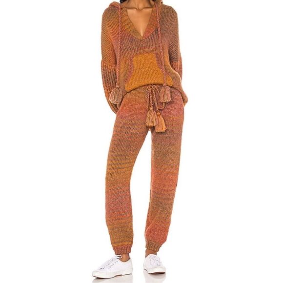 LoveShackFancy Blossom Pant Knit Sweats Orange High Rise Russe Rio - Picture 9 of 9